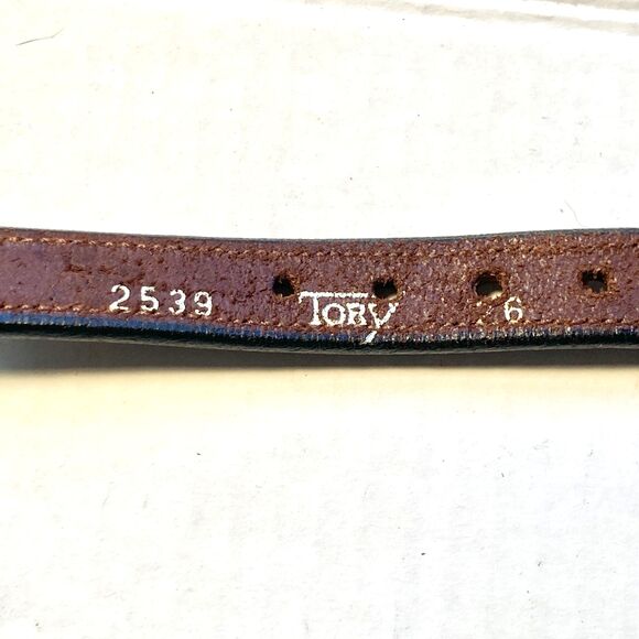 Tory Leather Nautical Plaid Canvas Leather Belt Size 26 XS Preppy Womens Boys - Picture 7 of 15